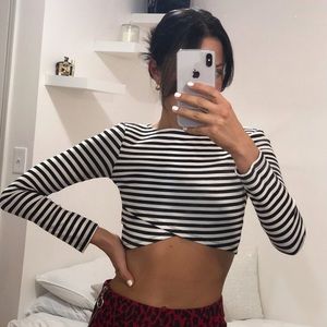 Stripes long sleeve crop top